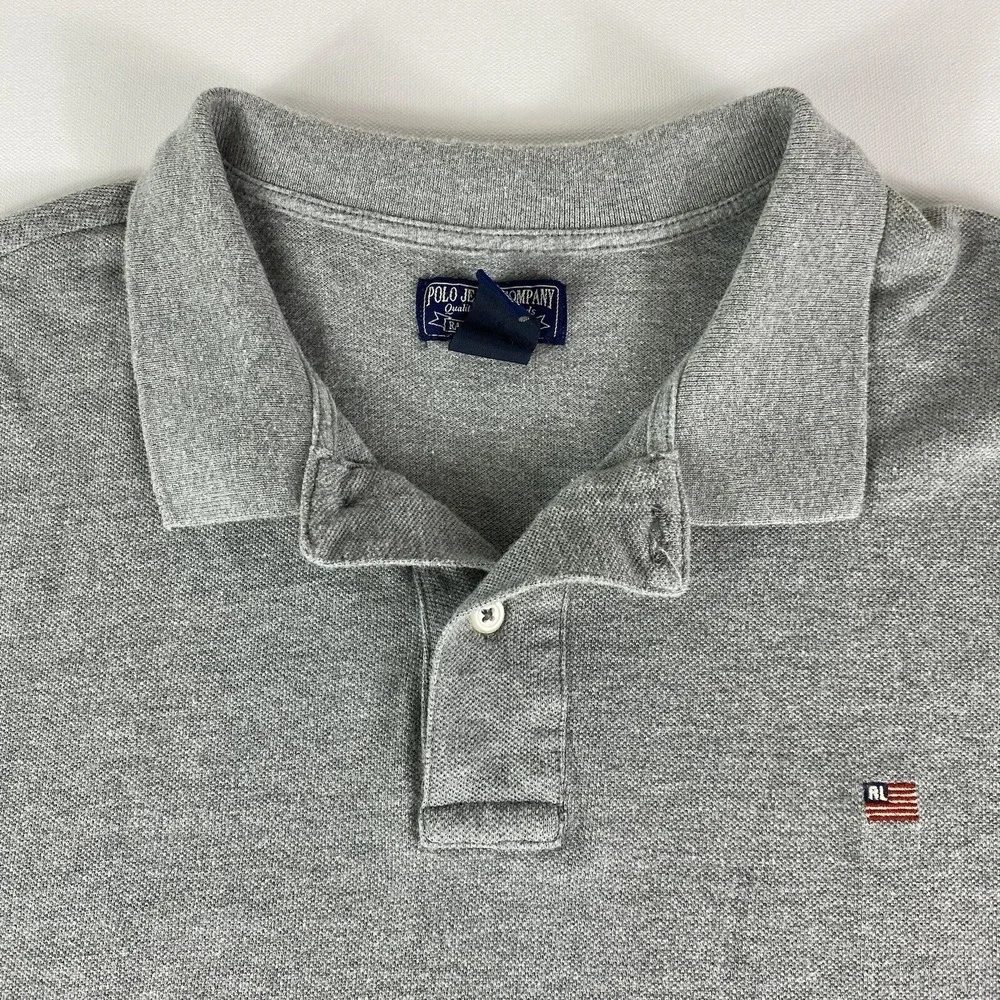 Vintage Polo Jeans Co‎ Shirt Mens XL Grey Short Sleeve Cotton Polo Ralph Lauren
